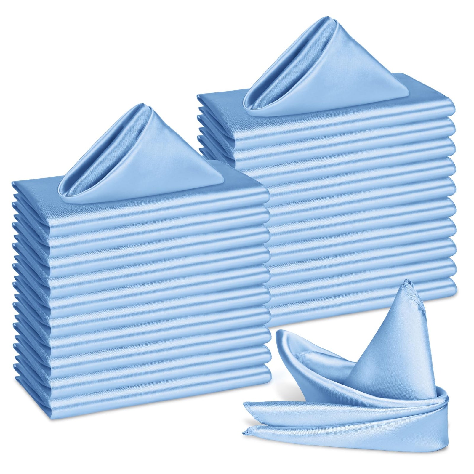 80-Pack Blue Mist Satin Dinner Napkins, 17 x 17 Inches