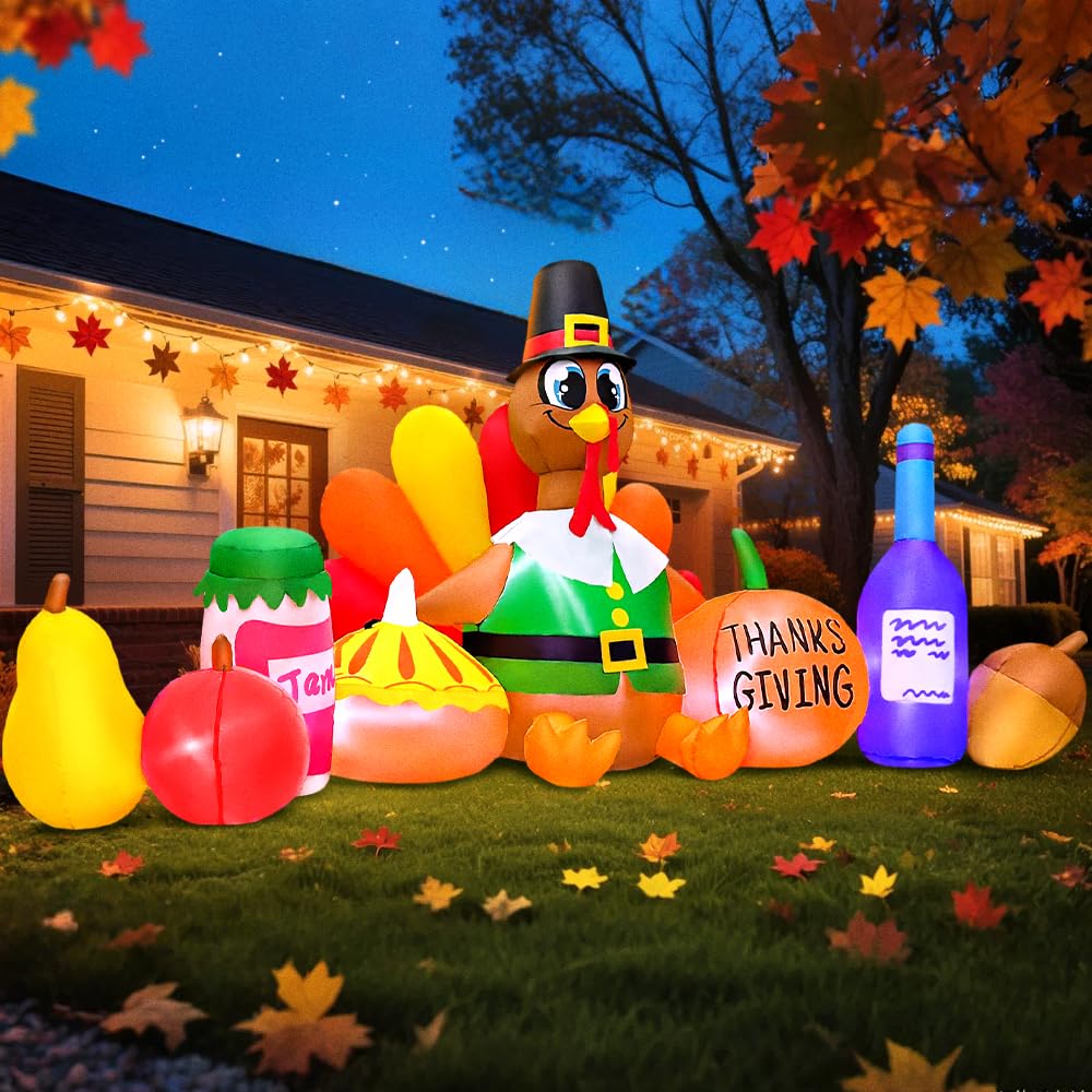 LED Inflatable Turkey and Pumpkin Thanksgiving Decoration