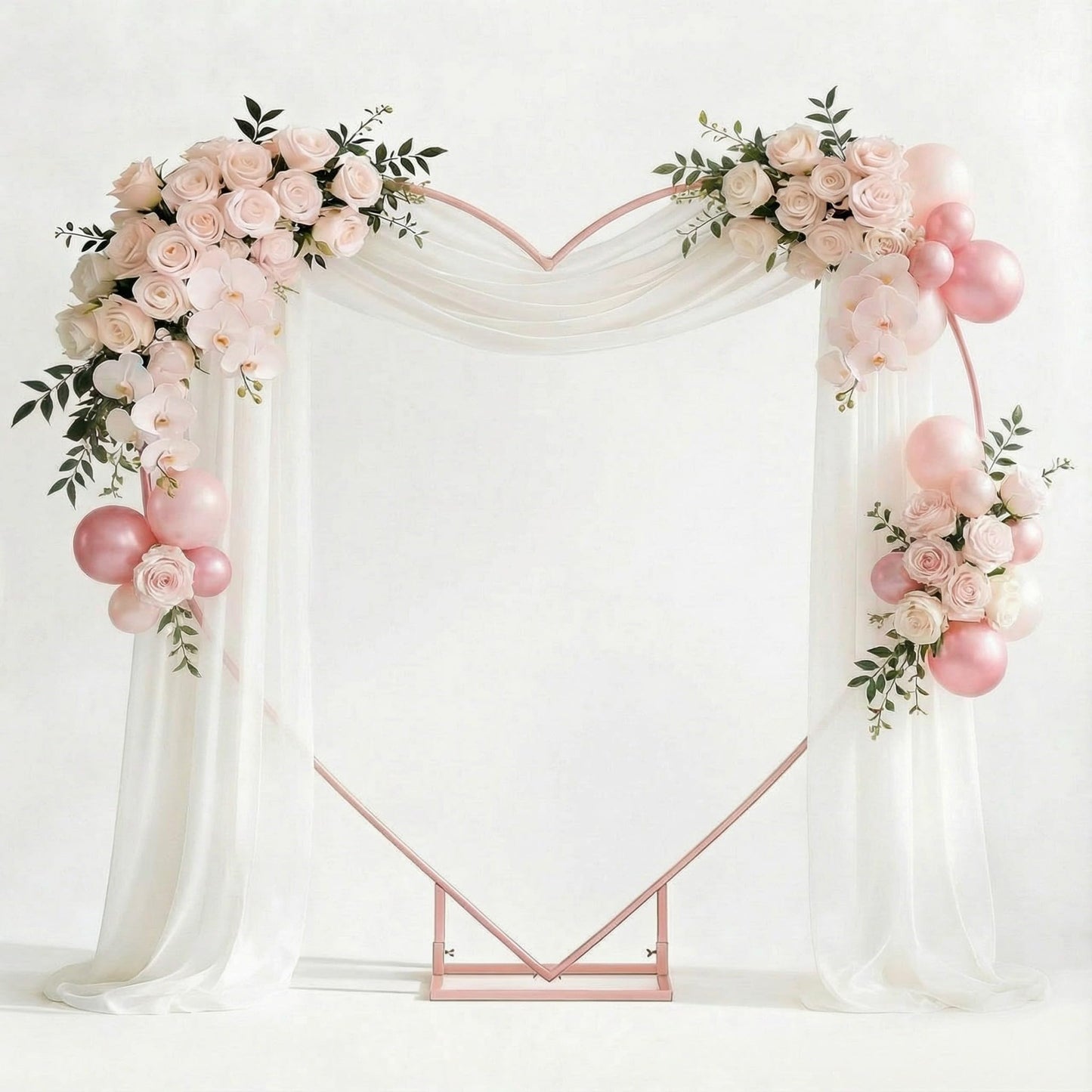 Metal Heart Wedding Arch Stand with Base for Events & Backdrops