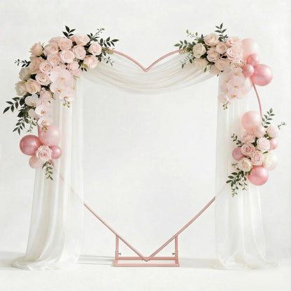 Metal Heart Wedding Arch Stand with Base for Events & Backdrops