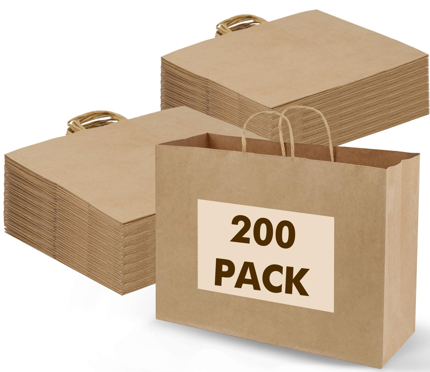 OUTUXED 200pcs Paper Bags with Handles