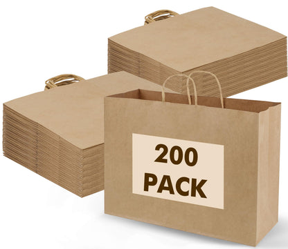 OUTUXED 200pcs Paper Bags with Handles