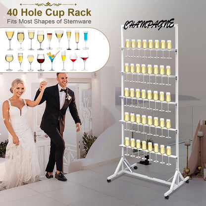 5-Tier Metal Champagne Wall Holder for 40 Glasses