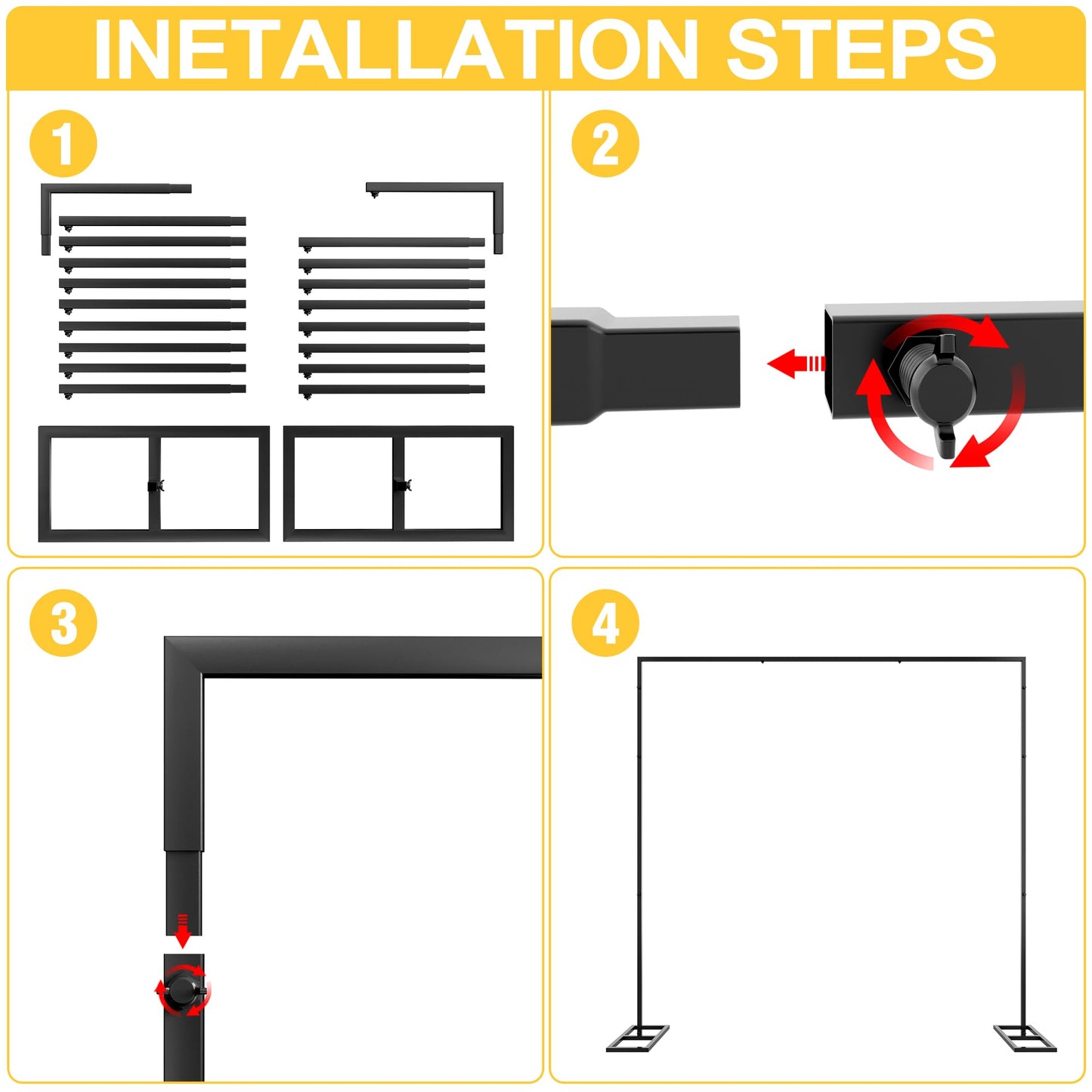 8 Ft Heavy-Duty Adjustable Metal Backdrop Stand for Events