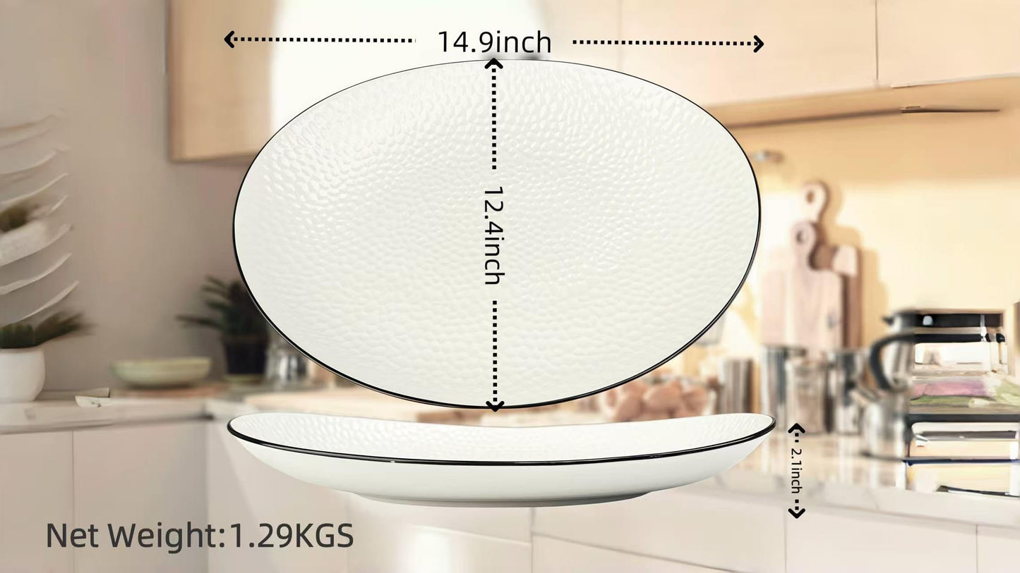 Large White Ceramic Serving Platter for Appetizers and Entertaining