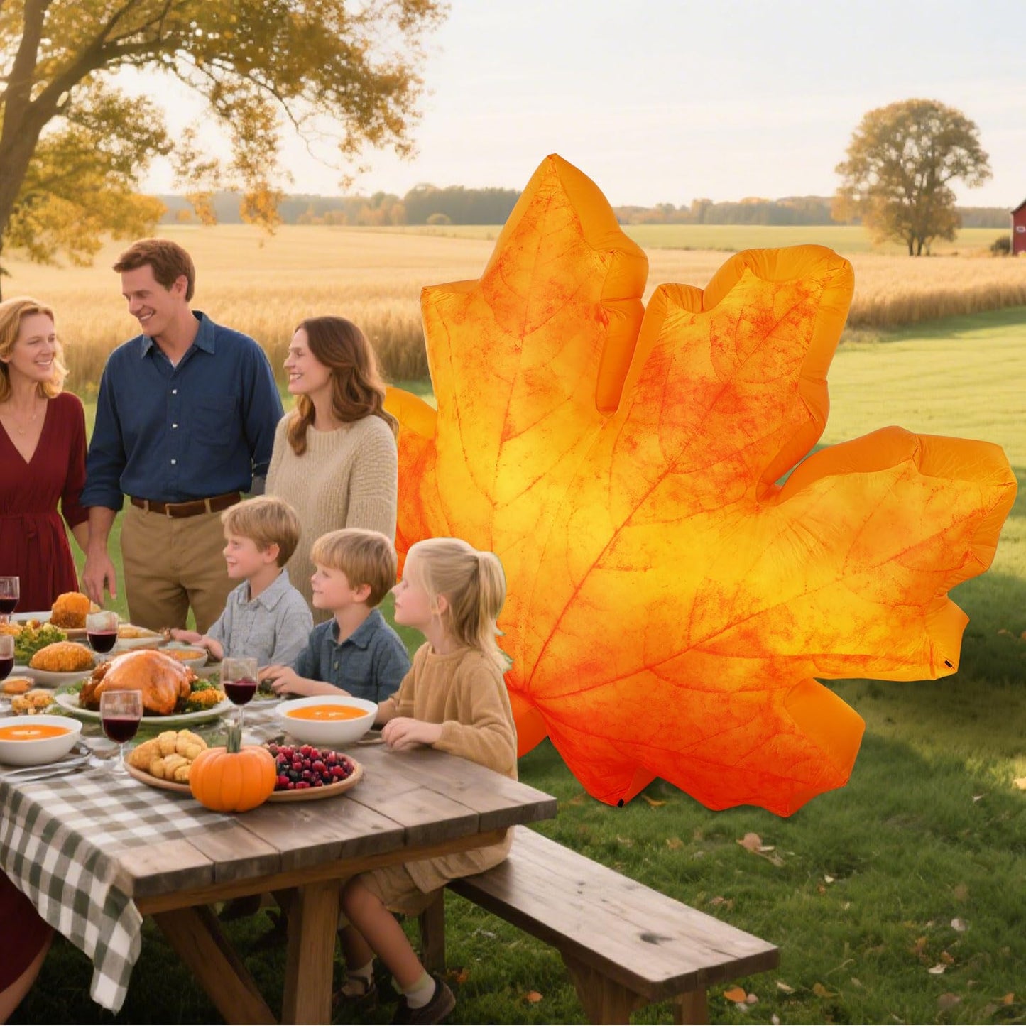 7 Ft LED Inflatable Maple Leaf Fall Yard Decoration