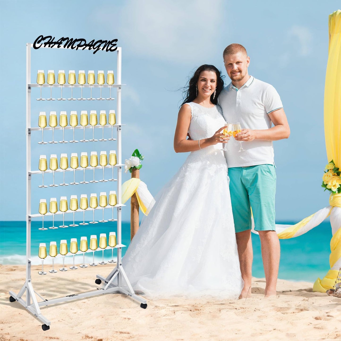 5-Tier Metal Champagne Wall Holder for 40 Glasses