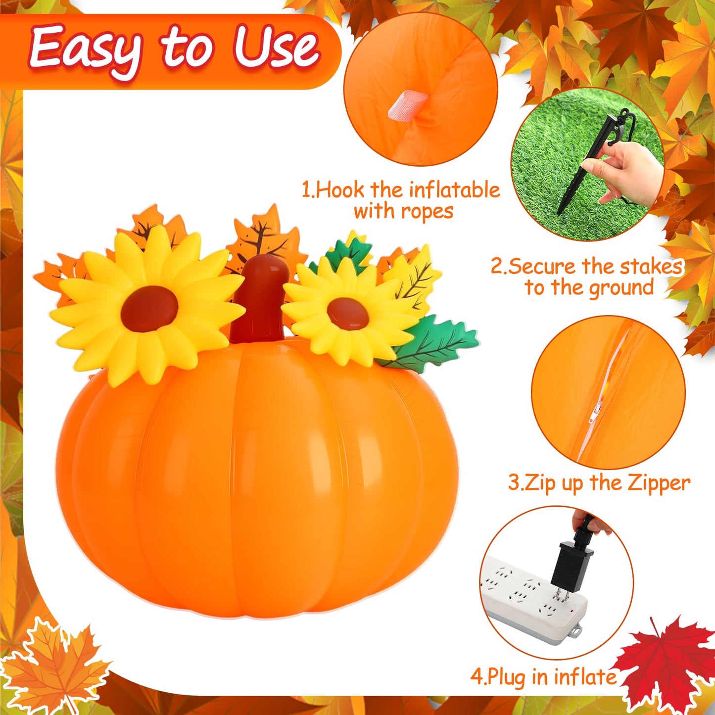 LED Inflatable Stacked Pumpkin Fall Yard Decoration