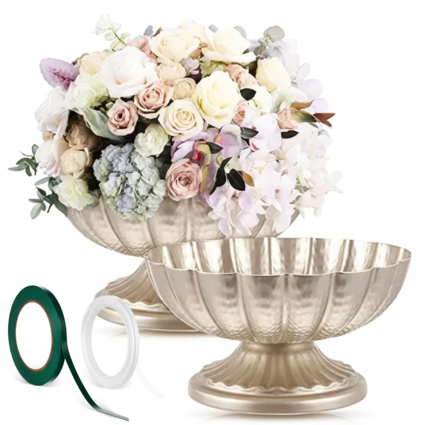 Ninehaoou Metal Compote Bowl Vase Centerpiece