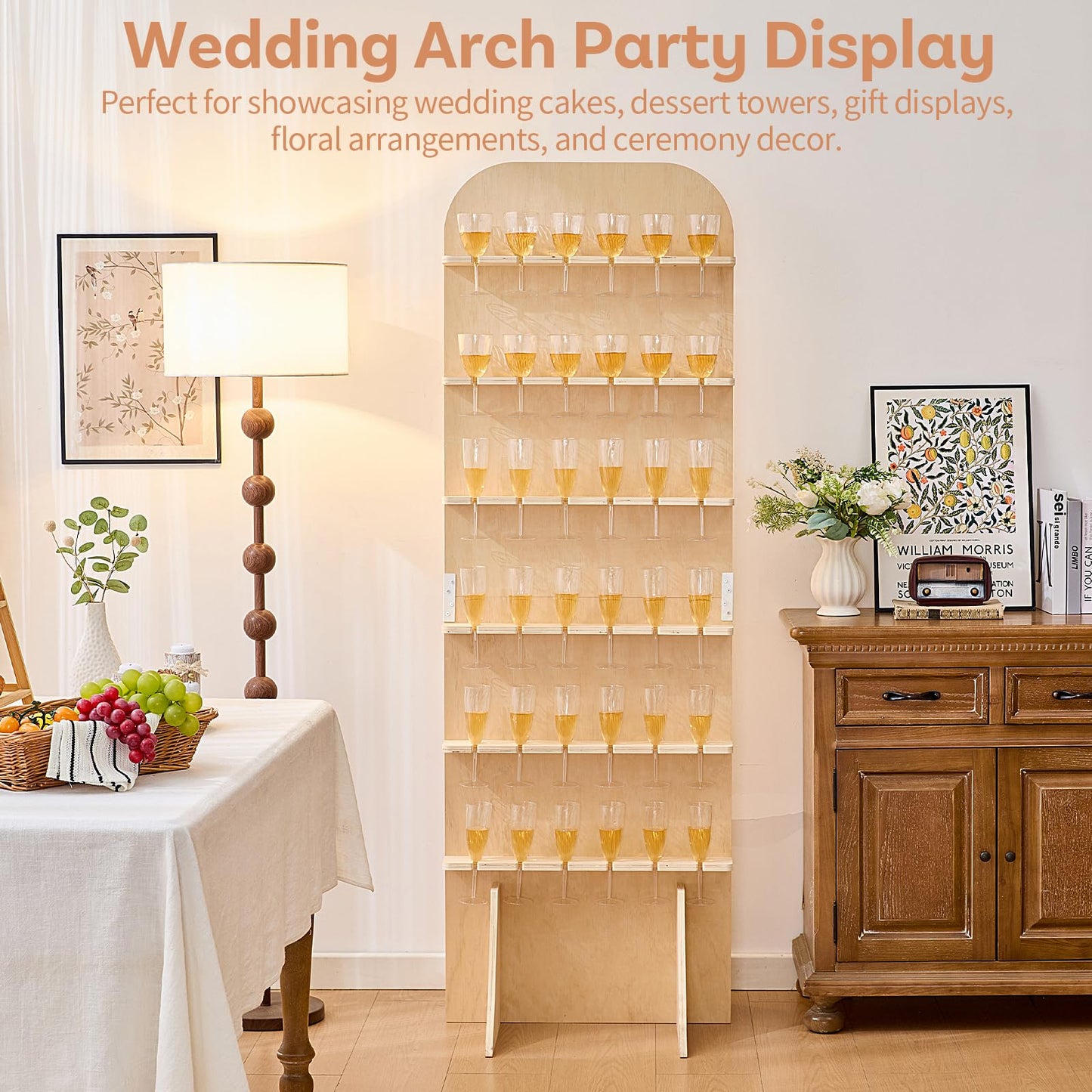 Sicrifety 5.9 ft 6-Tier Champagne Wall Holder, Wood Champagne Wall