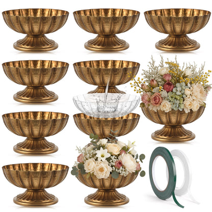 Ninehaoou Metal Compote Bowl Vase Centerpiece