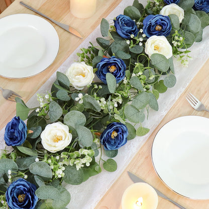 2-Pack 13 Ft Eucalyptus and White Rose Floral Garland