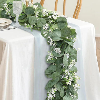 4-Pack Artificial Eucalyptus Garlands with White Flowers