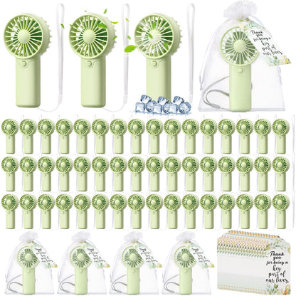 50-Pack Mini Handheld Fans with Gift Bags and Thank You Cards
