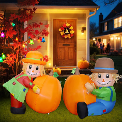 Set of 2 LED Inflatable Scarecrow Thanksgiving Decorations