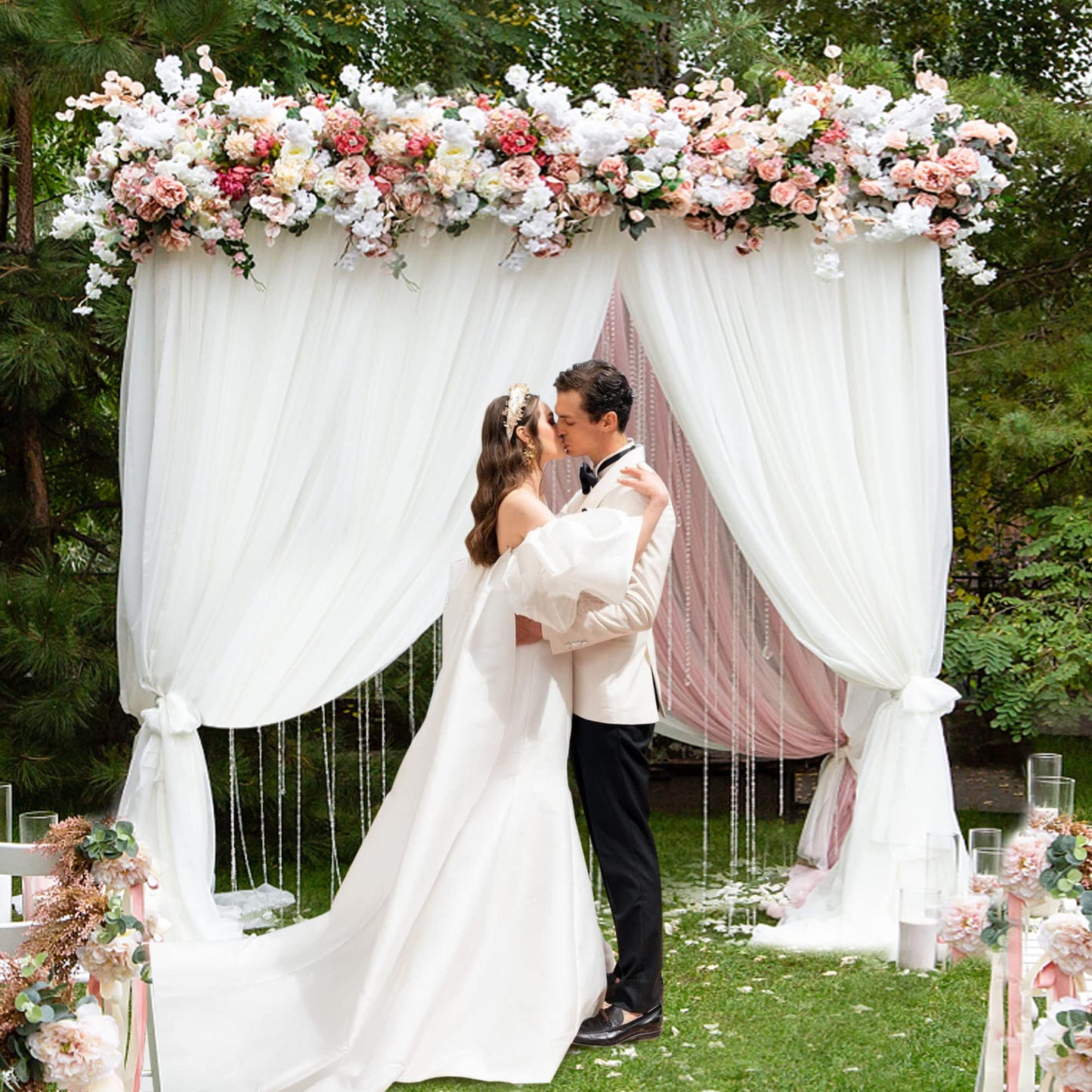 Heavy-Duty Gold Metal Backdrop Stand for Weddings & Events
