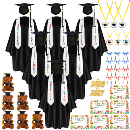 60-Piece Preschool Graduation Cap and Gown Set