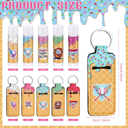Baseball Lip Balm Keychain Party Favors for Team Gifts