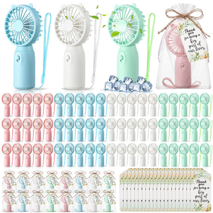 50-Pack Mini Handheld Fans with Gift Bags and Thank You Cards