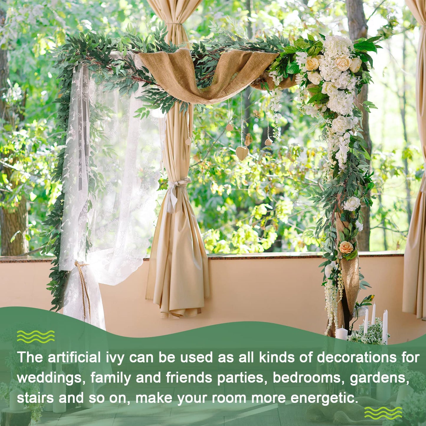5-Piece 6 Ft Artificial Willow Leaf Greenery Garland