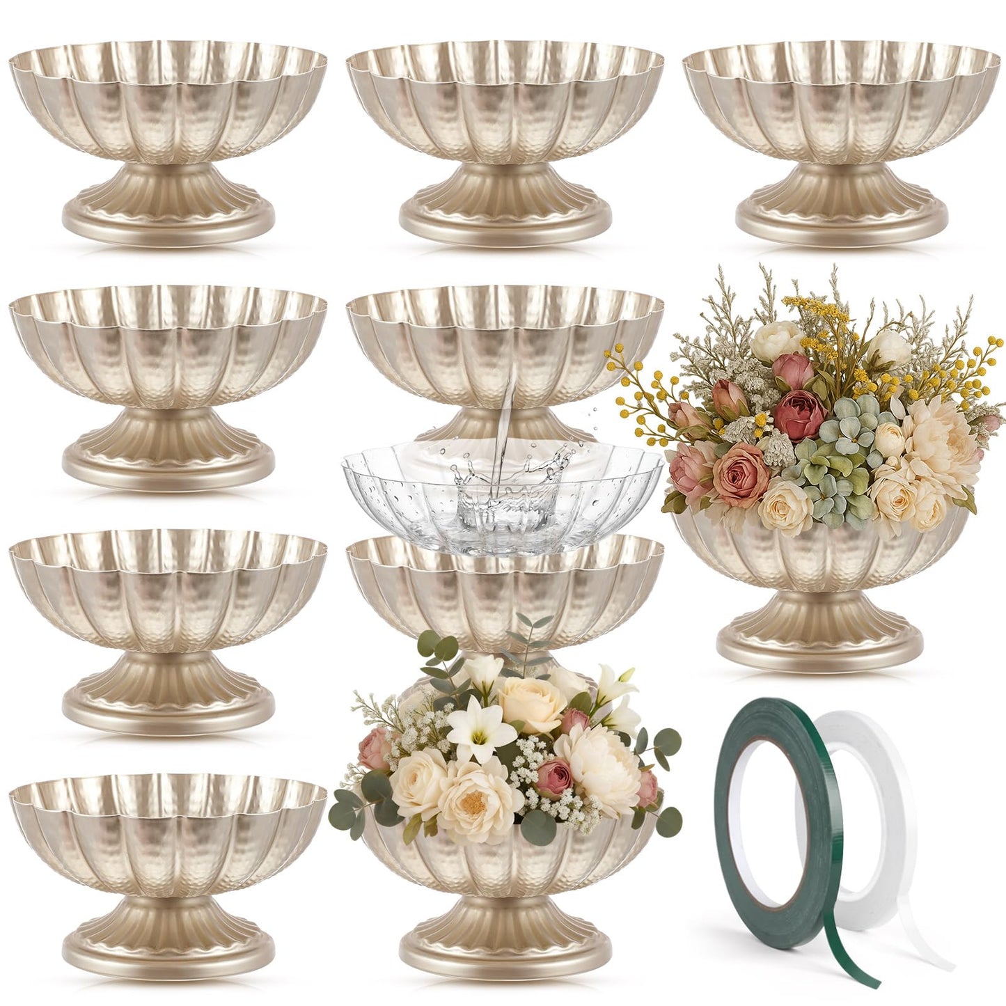 Ninehaoou Metal Compote Bowl Vase Centerpiece