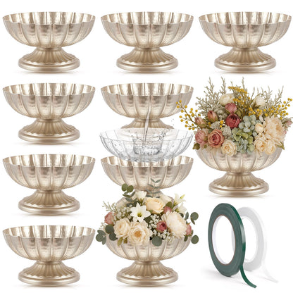 Ninehaoou Metal Compote Bowl Vase Centerpiece