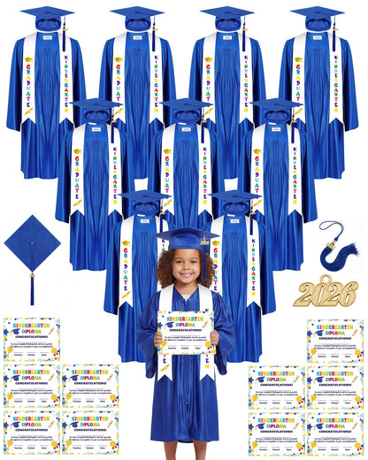 10-Set 2026 Kids Graduation Cap and Gown Set
