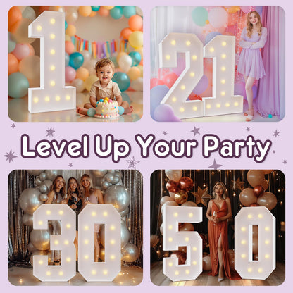Bugame 4FT Marquee Numbers 80 Light Up Sign for 80th Birthday Party Decor