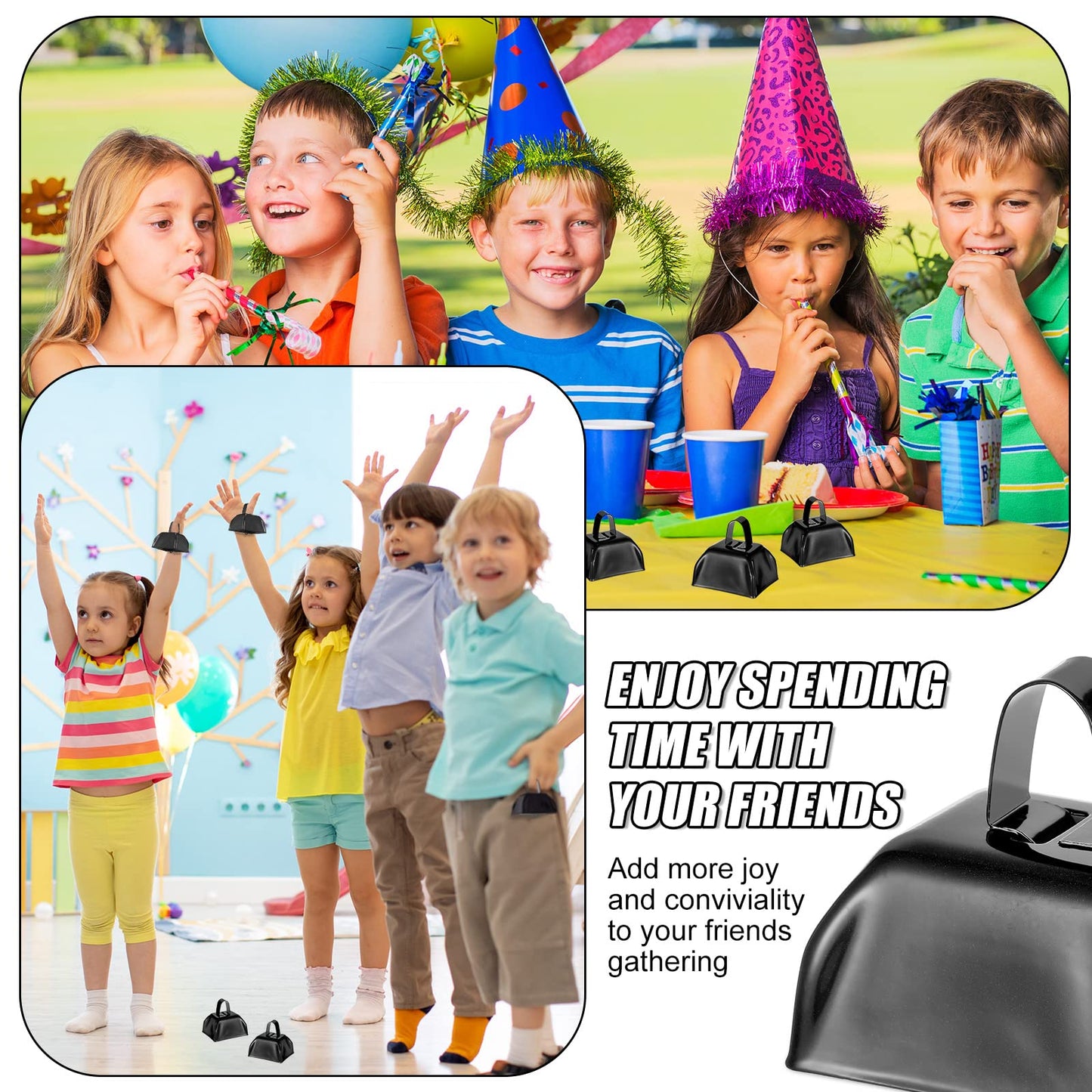 48-Piece Metal Cowbells with Handles for Team Cheering