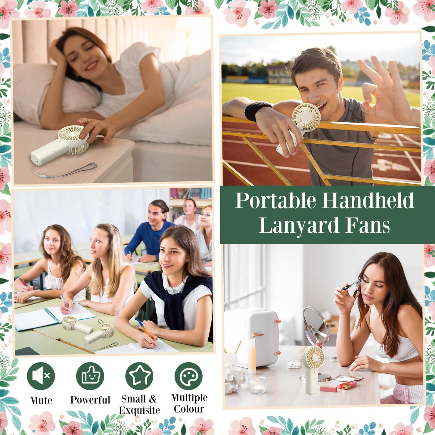 50-Pack Mini Handheld Fans with Gift Bags and Thank You Cards