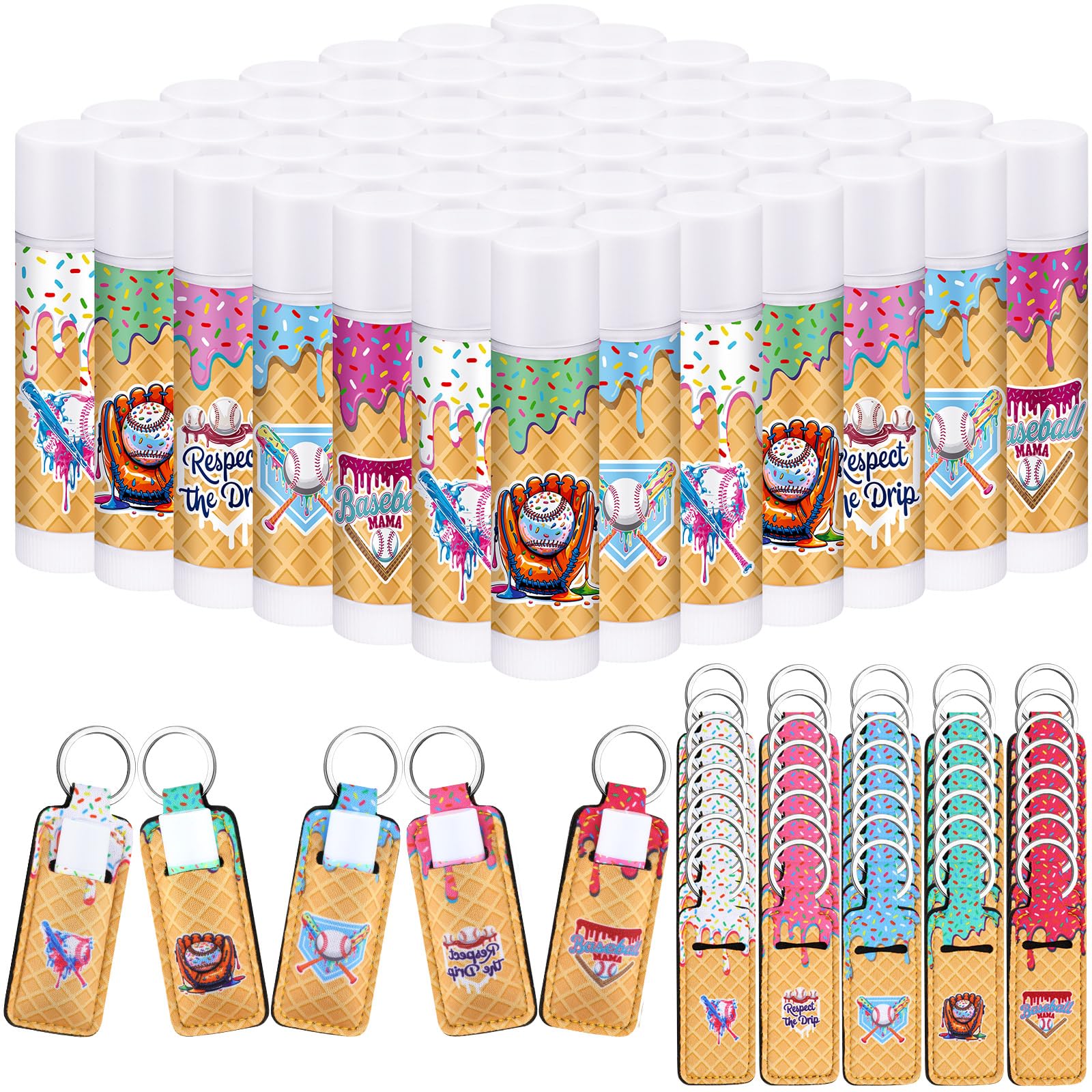 Baseball Lip Balm Keychain Party Favors for Team Gifts