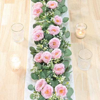 2-Pack 13 Ft Eucalyptus and White Rose Floral Garland