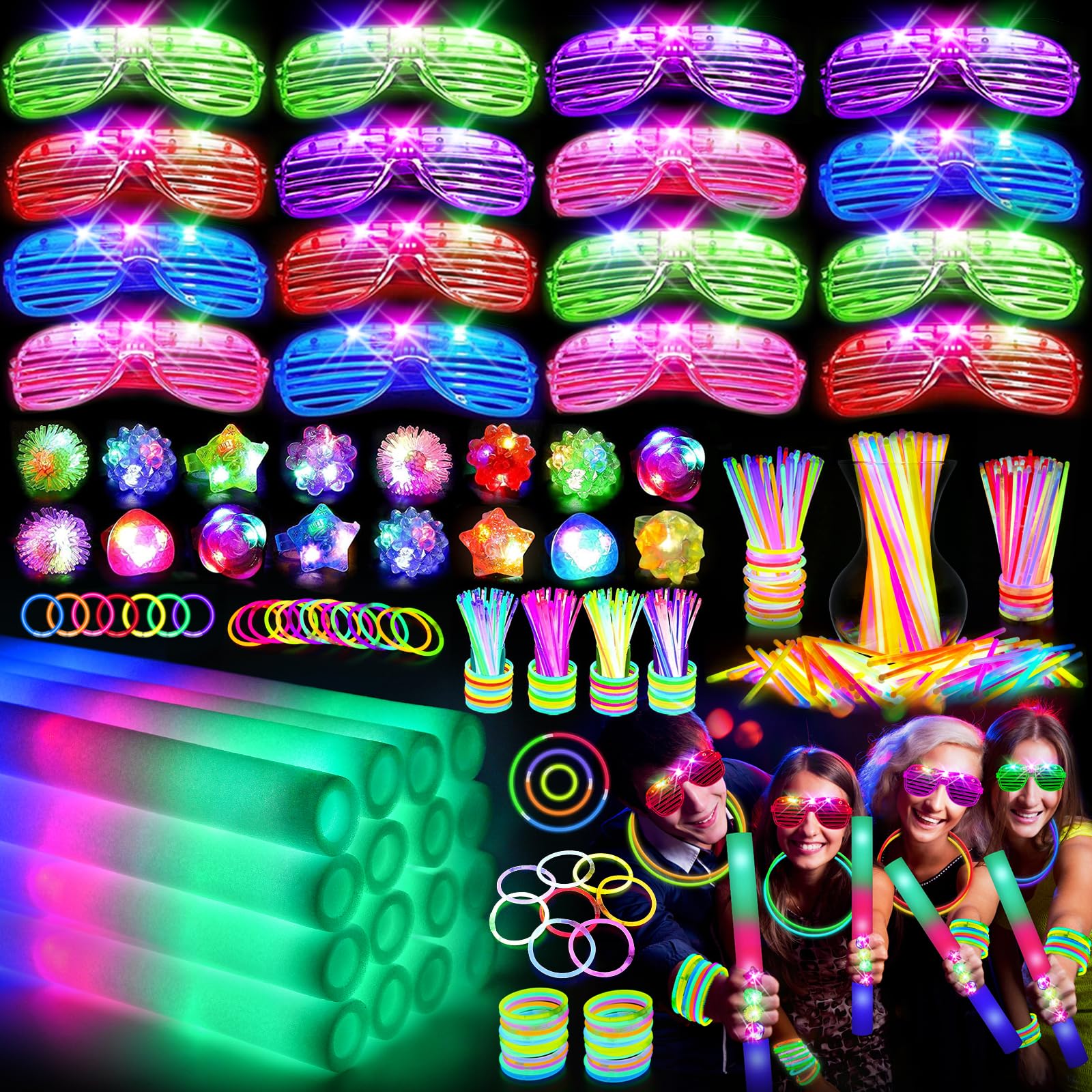 150-Piece Glow-in-the-Dark Party Supplies Set