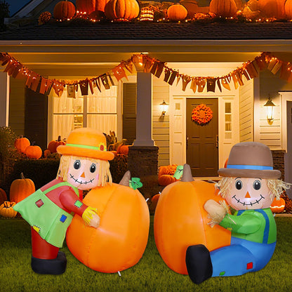 Set of 2 LED Inflatable Scarecrow Thanksgiving Decorations
