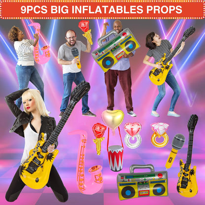 Novelty Photo Booth Props Set with Hats, Glasses and Wigs