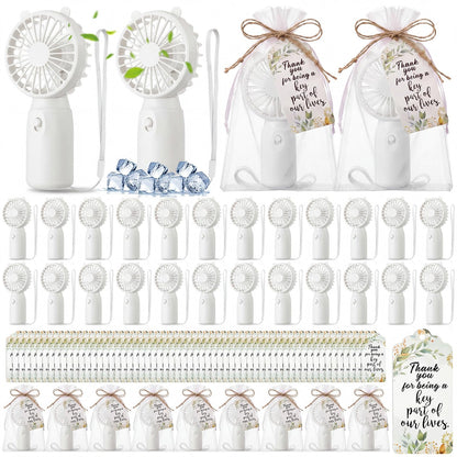 50-Pack Mini Handheld Fans with Gift Bags and Thank You Cards