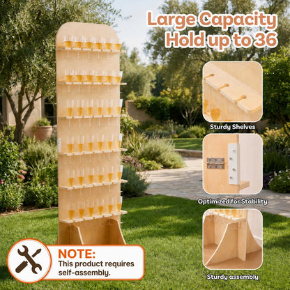 Sicrifety 5.9 ft 6-Tier Champagne Wall Holder, Wood Champagne Wall