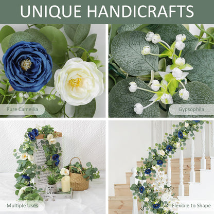 2-Pack 13 Ft Eucalyptus and White Rose Floral Garland