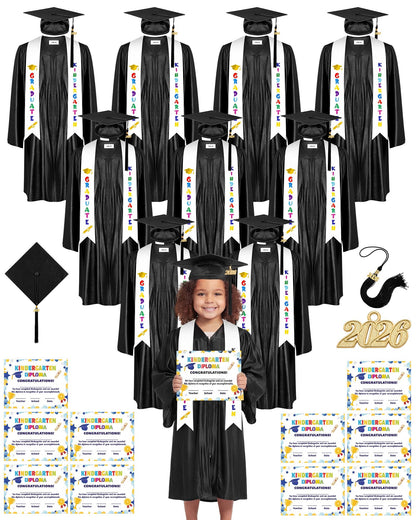 10-Set 2026 Kids Graduation Cap and Gown Set