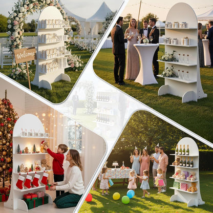 6FT Wooden Wedding Gift Display Arch, Original Design 4-Tier Champagne Wall
