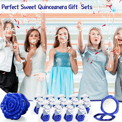 Rose Compact Mirror Party Favors with Cards and Organza Bags