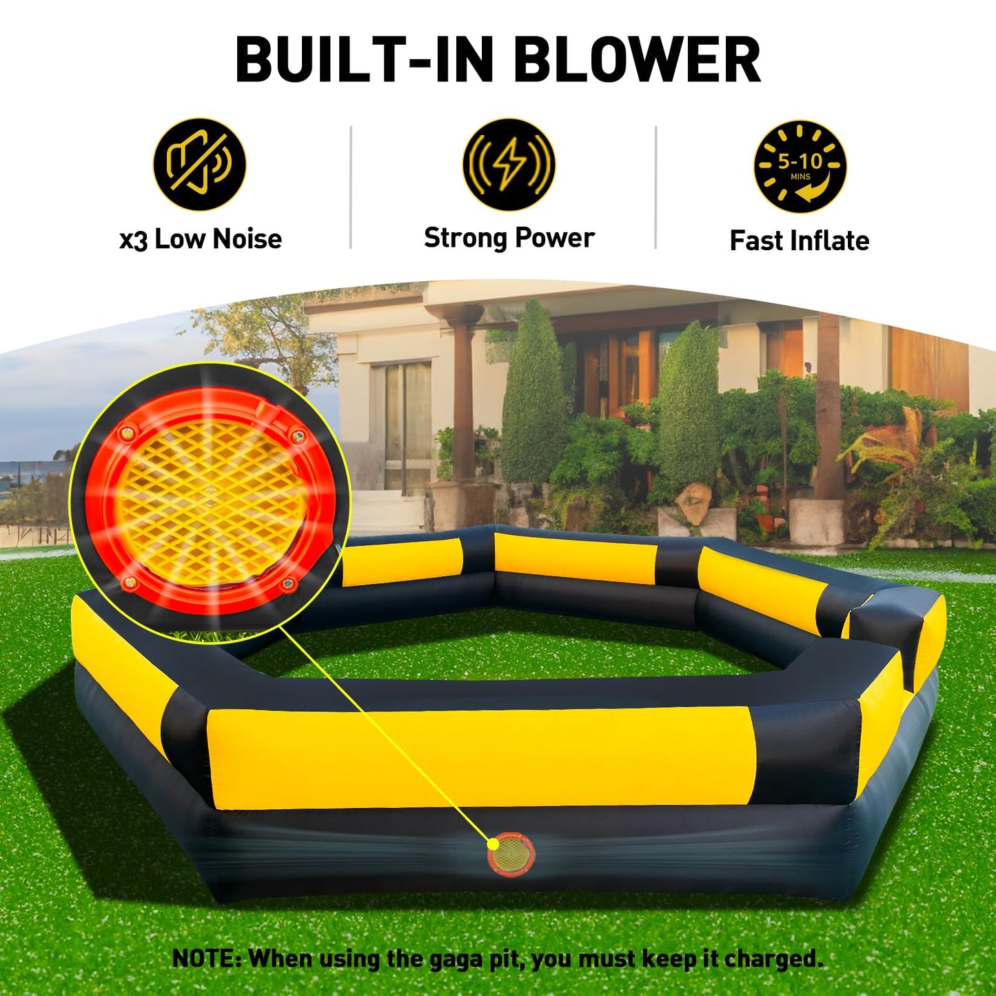 WARSUN Gaga Ball Pit Inflatable with Powerful Blower