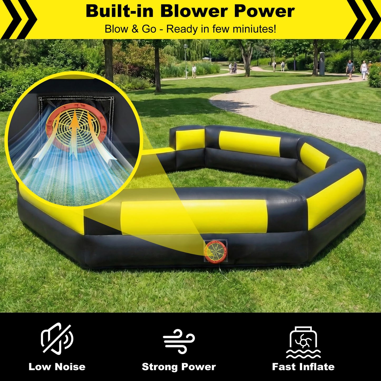 15-Foot Inflatable Gaga Ball Pit with Built-In Blower