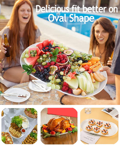 Set of 2 Large 16-Inch Oval Ceramic Serving Platters