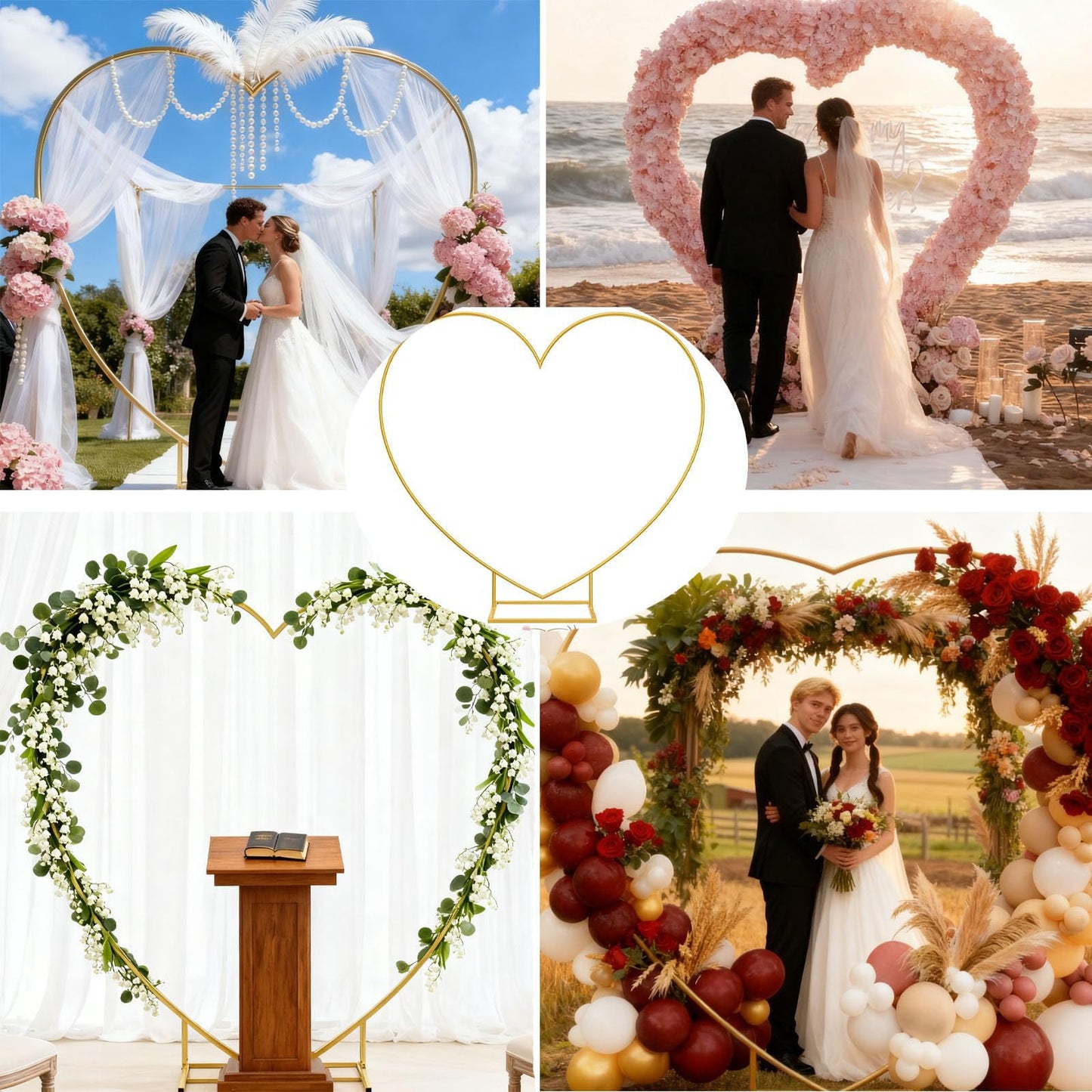 6.7 Ft Metal Heart Arch Stand for Weddings, Proposals & Event Backdrops