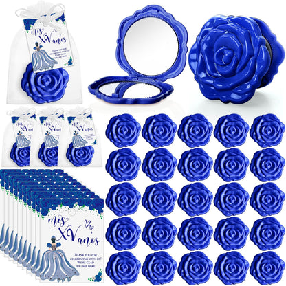 Rose Compact Mirror Party Favors with Cards and Organza Bags
