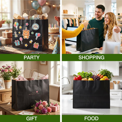 OUTUXED 200pcs Paper Bags with Handles