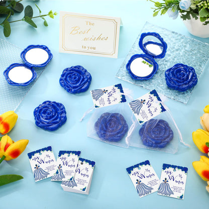 Rose Compact Mirror Party Favors with Cards and Organza Bags