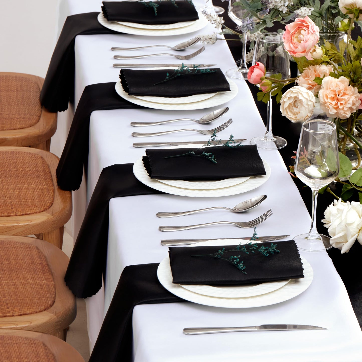 Square Satin Cloth Dinner Napkins for Weddings and Events