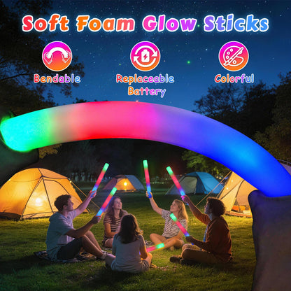 Light-Up Foam Glow Sticks with Three Flashing Modes